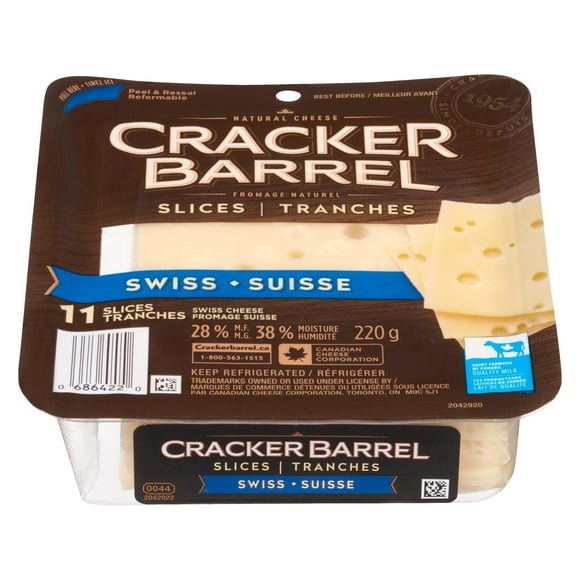 Cracker Barrel Swiss Cheese Slices, 11 Slices