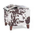 thumbnail image 5 of Homebeez Fabric Ottoman Square Footstool Padded Footrest Seat Sofa Footrest Extra Seating Brown Cow, 5 of 5