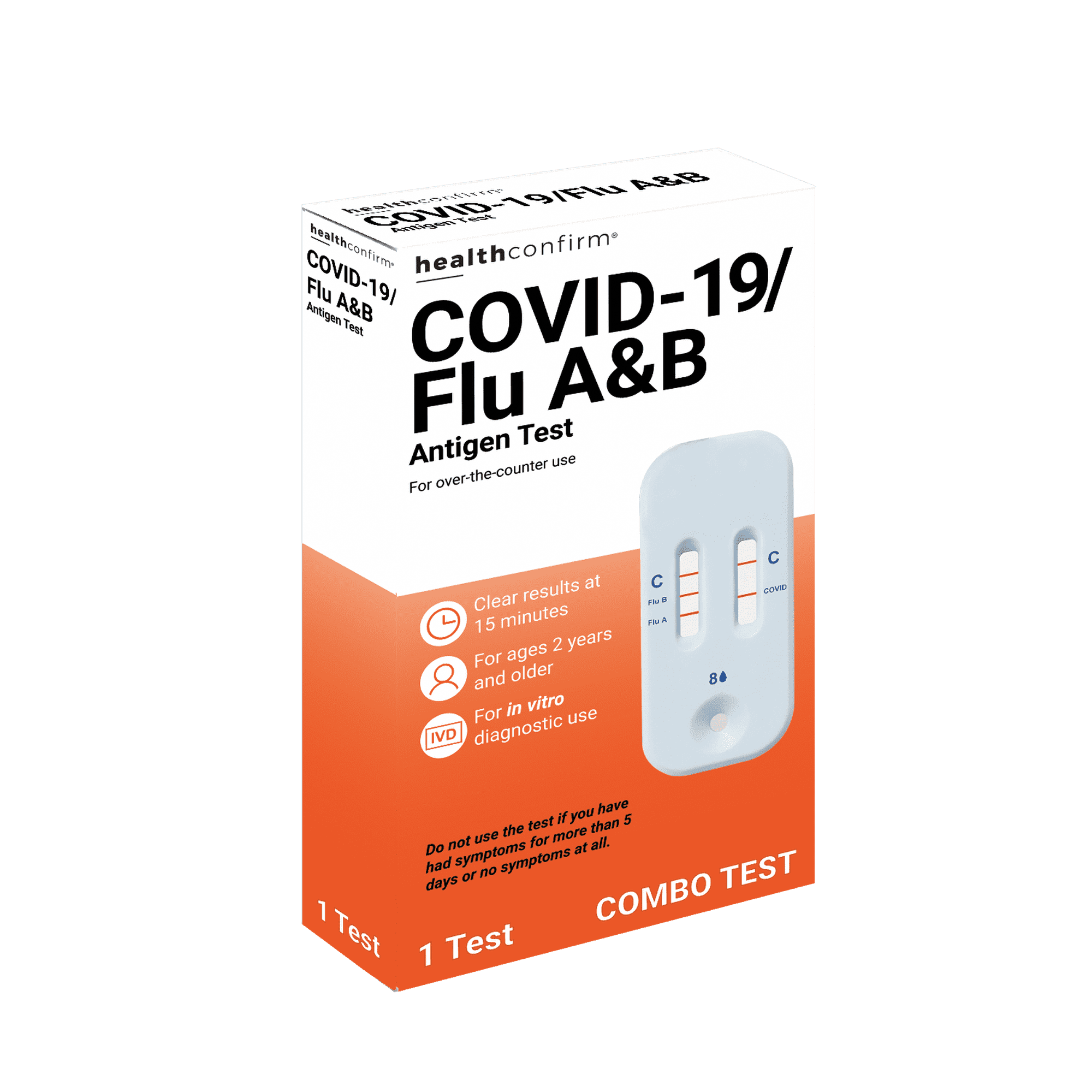 HealthConfirm™ COVID-19 & Flu A/B Rapid Antigen Self-Test, 1 count