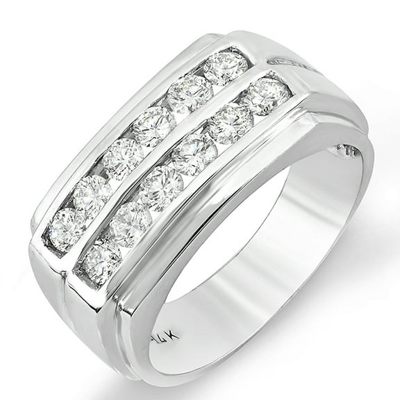 Dazzlingrock Collection 1.20 Carat (ctw) 14K Round Diamond Wedding Anniversary Band Ring 1 1/4 CT, White Gold, Size 10.5