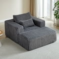 thumbnail image 4 of Corduroy Fabric Accent Sofa Chair, Oversized Chaise Lounge Chair Indoor with Ottoman, Cloud Armchair,Comfy Deep Plush Chais Reclining Sleeper Chair for Living Room,Bedroom,Office, Grey, 4 of 9