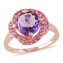 Everly Women's Amethyst and Sapphire Rose Gold Plated Ring