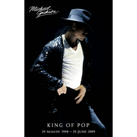 Michael Jackson King of Pop Memorial Moonwalk Hat Iconic Music Poster - 11x17