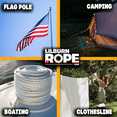 thumbnail image 5 of Diamond Braid Nylon Lightweight White Rope - 7/32" x 25 Foot Coil - Thick Cord, Flag Pole, Outdoor, Sailing, Clothes Line, Tarp Tie Down, 5 of 5