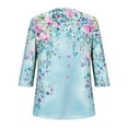thumbnail image 4 of Yuanlook 3/4 Length Sleeve Womens Tops,Round Neck Floral Print Vintage Shirts Casual Loose Crew Neck Tees - Light Blue - XXXL, 4 of 5