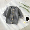 thumbnail image 6 of Splozh Infant Cardigan Sweater Newborn Baby Girl Boy Cute Long Sleeve Button Up Cardigan Toddler Knit Sweater Infant Fall Winter Clothes Grey,3-6 Months, 6 of 9
