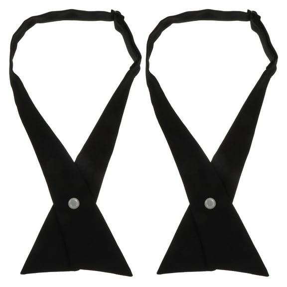 Luxshiny 2Pcs Black Adjustable Cross Bowtie Premium School Uniform Neck Tie Simple Versatile Accessory