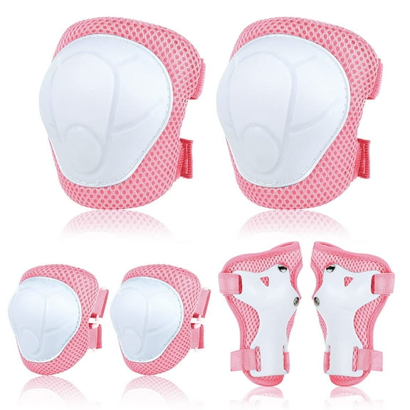 Protective Gear Set for Kids/Boys/Girls/Toddlers Knee Pads Elbow Pads Wrist Guards Adjustable Strap for Skateboarding Inner Skateboard Cycling Skating Bike BMX Scooter 6pcs in 1