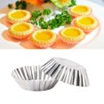 thumbnail image 2 of PIX-LINK 100 piezas molde de tarta de huevo acero inoxidable reutilizable para galletas y pasteles Plata 100, 2 of 2