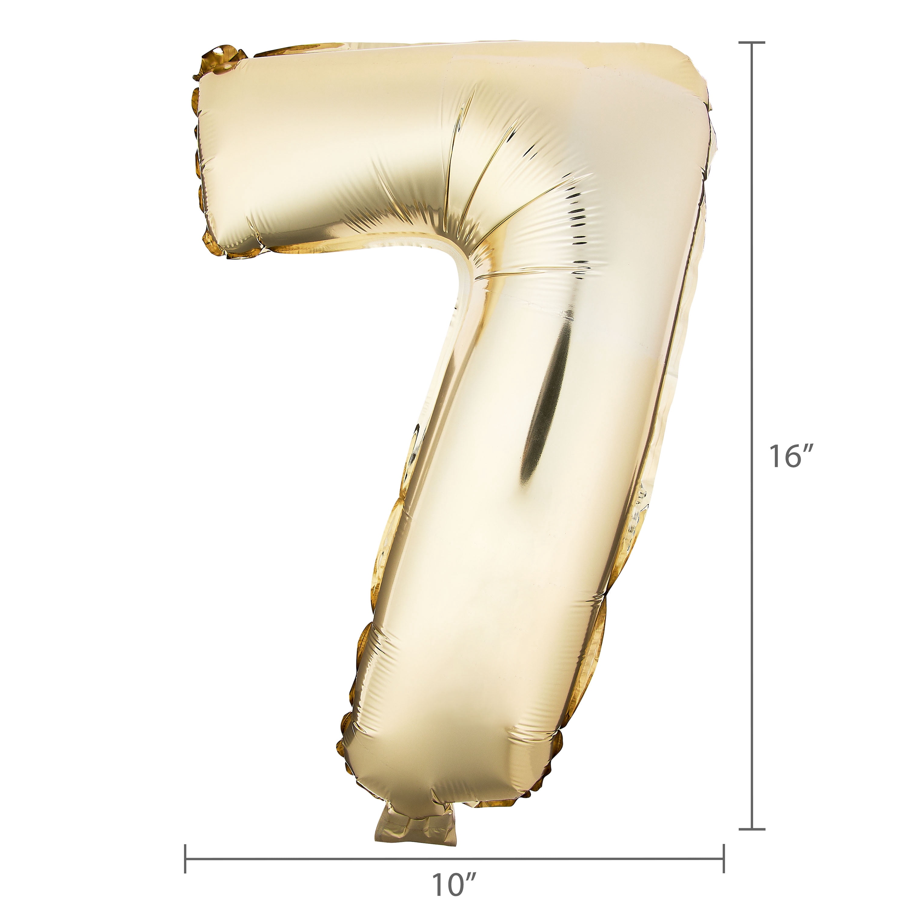 16 inch Foil Party Balloon Number 7, Gold, by Way to Celebrate