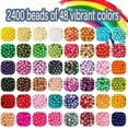 thumbnail image 5 of Pearl Beads Bracelet Making Kit，2400PCS 48 Colors 5mm Crackle Pearl Beads for Jewelry Making, Crystal Pearl Round Beads Friendship Bracelet kit for DIY Crafts Gifts, 5 of 7