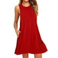 thumbnail image 1 of adviicd Robes Décontractées pour Femmes Robe à Volants Superposés Été Décontractée Imprimé Floral Sans Manches Mini Robe Courte Rouge,TG, 1 of 2
