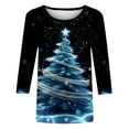 thumbnail image 4 of FDGIU Christmas Tree Shirts for Women 2025 3/4 Sleeve, Loose Fit Tunic Top with Xmas Tree Print, Holiday Casual Blouse, 4 of 4