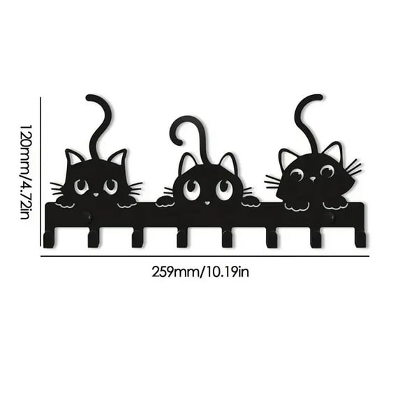 Key Holder Wall Mounted with Screws and Anchors, Black Multifunctional Key Hanger with 7 Hooks, Entryway Front Door Kitchen Hallway Garage Office