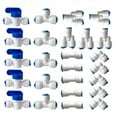 thumbnail image 2 of 1/4" 3/8" O.D. Quick Connect Push In RO Water Tube Straight Tee Elbow Ball Valve Fittings Kit 10. 25 PACK, 2 of 10