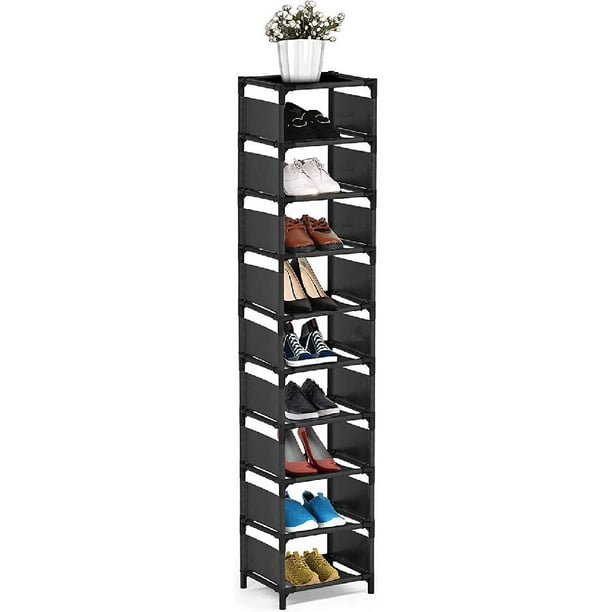 Narrow Shoe Rack, 10 Tier Vertical Shoe Rack for Closet Entryway Tall Slim Shoe Rack for Small