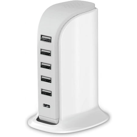 Charging Station for Multiple Devices 40W   Wall Charger Block 5 USB Ports(Shared 6A)  USB Charging Hub Smart IC  Charger Tower with Type-C 3A for Tablets Smartphones  Home Office Use price history on PriceWatchPro