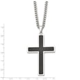 thumbnail image 3 of Stainless Steel Polished With Black Carbon Fiber Cross 24in Necklace; 24 inch; for Adults and Teens; for Women and Men, 3 of 3