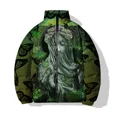 thumbnail image 3 of Parka para hombre Chaqueta para clima frío para hombre Ropa para hombre Abrigo de algodón nuevo y moderno Chaqueta con estampado de estatuas vintage Chaquetas Abrigos para hombre, 3 of 5