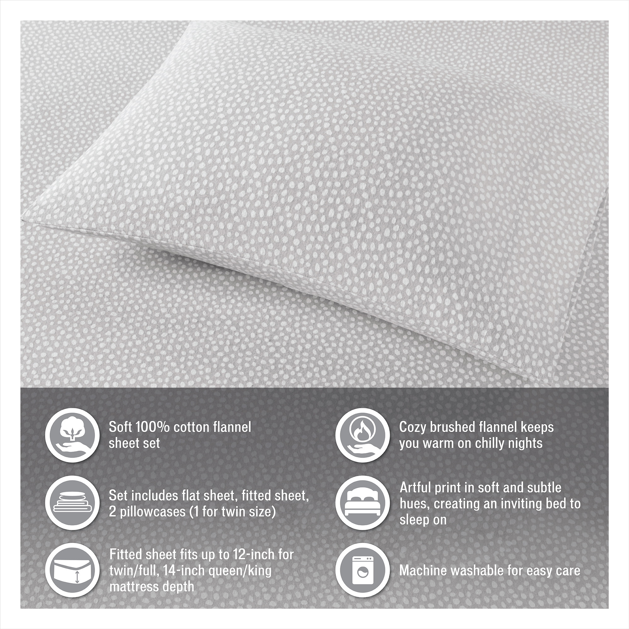 Comfort Classics Cozy Cotton Flannel Printed Blue Snowmen 4-Piece Sheet Set, King