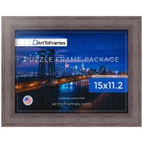 ArtToFrames 15x11.2 Inch - 28.5x38 CM Gray Puzzle Frame for 100 piece Puzzles.1.75 Inch Custom Wood Puzzle Frames, Gray - Comes with Regular Glass