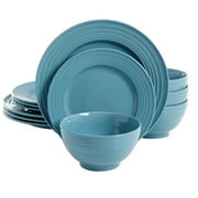 Gibsion Plaza Cafe 12 Piece Stoneware Dinnerware Set in Turquoise