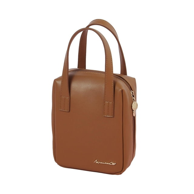 HILABEE PU Leather Cosmetic Bag Convenient Cosmetic Travel Case Waterproof Smooth Zipper Brown