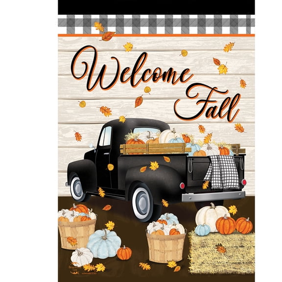 Briarwood Lane Garden Flag 12x18 For Outdoor Welcome Fall Black Truck For Fall Garden Flag Flags For Outside