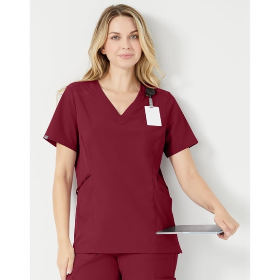 Hanes Comfort Fit Scrubs Women's Scrub Top Afternoon Burgundy M