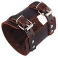 thumbnail image 4 of Wide PU Leather Arm Guards Gauntlet Cuff Protector de Muñeca Ajustable - Negro - Marrón Sunnimix Brazaletes anchos para hombre, 4 of 8