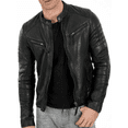 thumbnail image 2 of Noora Men's Leather Jacket Black | Handmade Motorcycle Cafe Racer Riding Leather Jacket | Zipper & Zipped Pockets | ST09, 2 of 9