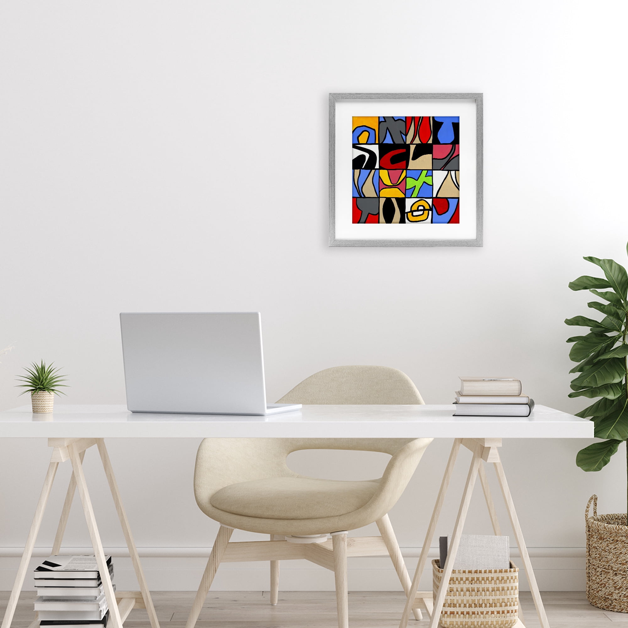 Stupell Industries Alternating Contrast Shapes Abstraction Gray Framed Print Under Glass, design by Ruth Fromstein