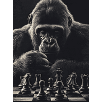 Gorilla Chess Player Canvas Art/Wall Art Suitable for Living Room Bedroom Office Study and Game Room Decoration.