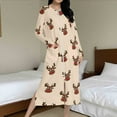 thumbnail image 6 of Christmas Zip Robes for Women Long,Elk Snowflake Pajama Dresses Long Sleeve Housecoats Pockets Nightgown Plus Size Loungewear Full Length Housecoat, 6 of 9