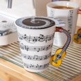 thumbnail image 2 of Taza de cerámica para notas musicales con mango de guitarra y tapa para piano, 360 ml, 2 of 2