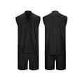 thumbnail image 5 of Yunliwuli Men's 2 Piece Shorts Set Solid Color Front Tie-Up Sleeveless Shirts Tank Tops Casual Elastic Waist Shorts Summer Outfits, 5 of 10