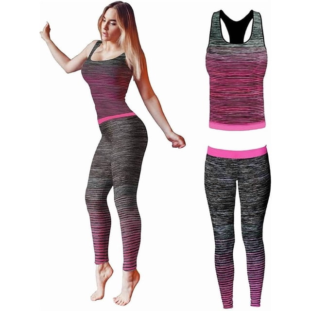 Ropa deportiva para mujer, conjunto de gimnasio, ropa deportiva para correr, leggings de entrenamiento para mujer, conjunto de yoga, top y leggings elásticos.