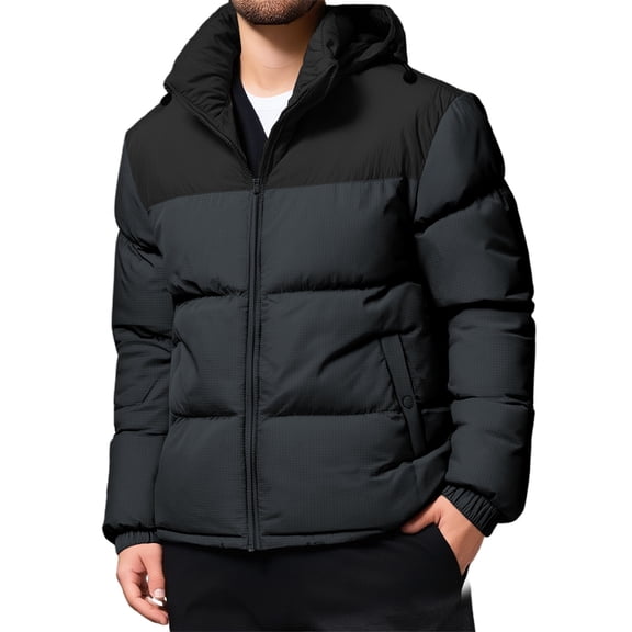 Daznico Jackets for Men,Winter Coat with Detachable Hood Heavy Duty Insulated Jacket for Extreme Cold Weather Windproof Rainproof Outdoor Ski,Mens Winter Coats,Size:L