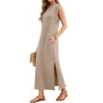 thumbnail image 3 of Fantaslook Womens Maxi Dress Round Neck Sleeveless Sundress Loose Split Wrinkle-Free Summer Long Dresses with Pockets, 3 of 8