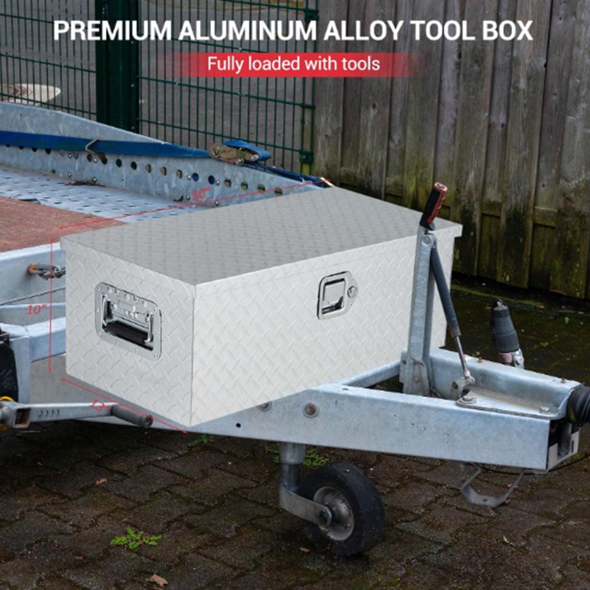 Danolapsi 30 Inch Aluminum Truck Tool Box, Truck Bed Storage Box With Security Lock And Wider Handles, Heavy Duty Waterproof Tool Box Organizer Chest For Pick Up Truck Rv Trailer