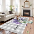thumbnail image 3 of Area Rug for Living Room, Purple Lavender Non-Slip Indoor Large Carpet for Bedroom/Dining Room, Spring Butterfly Daisy Watercolor Gray Washable Low-Profile Rectangle Floor Runner Rugs - 5 x 8 Ft, 3 of 7