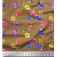 thumbnail image 1 of Soimoi Rayon Fabric Dot,Leaves & Periwinkle Floral Printed Fabric 1 Yard 56 Inch Wide, 1 of 3