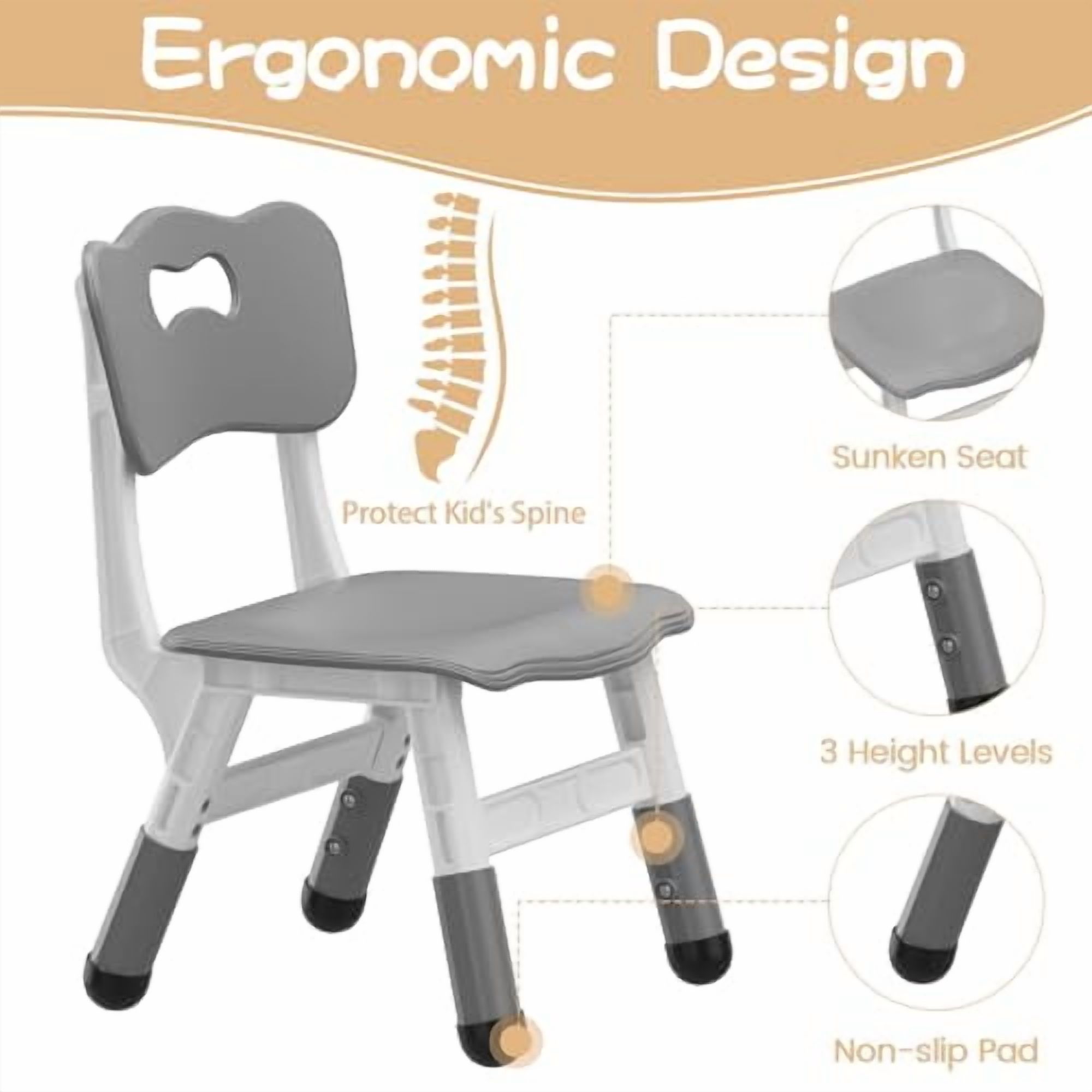 Kids Table and 6 Chairs Set with Storage Box, Height Adjustable Toddler Table and Chair Set for Ages 2-10, Graffiti Desktop, Non-Slip Legs, Children Activity Table for Daycare Classroom Home