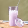 thumbnail image 4 of Vasos de vidrio con tapas y pajitas de vidrio, vaso de vidrio de borosilicato de 20 oz para café helado, agua y batidos, 4 of 5