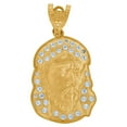 thumbnail image 2 of 10k Two-tone Gold Mens Cubic Zirconia Jesus Religious Charm Pendant Necklace for Men - 4.4 Grams, 2 of 2