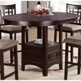 thumbnail image 6 of Contemporary 5pc Counter Height Dining Set - Round Table w/ Leaf & 4 Chairs, Dark Rosy Brown Solid Wood, Modern Dining Room Furniture, Seats 4, 42" Table, 6 of 15
