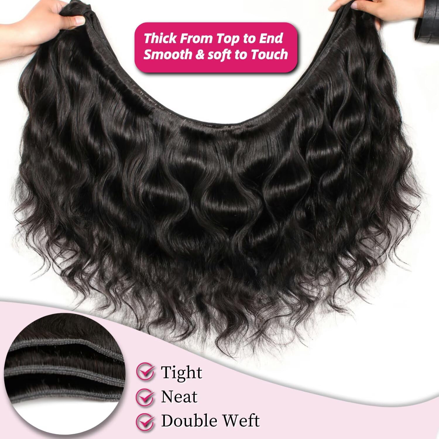 12A Human Hair Bundles 12 14 16 18 Inch Body Wave Bundles Human Hair 100% Unprocessed Brazilian Virgin Weave Bundles 4 Bundles Real Natural Black Wavy Human Hair Extensions 1B Bundles for Women