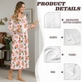 thumbnail image 6 of Tutolipy Peach Printed Women's Long Sleeve Nightgown V Neck Sleepwear Full Length Loungewear Comfy Pajama Dress for Home, 2XL, 6 of 7