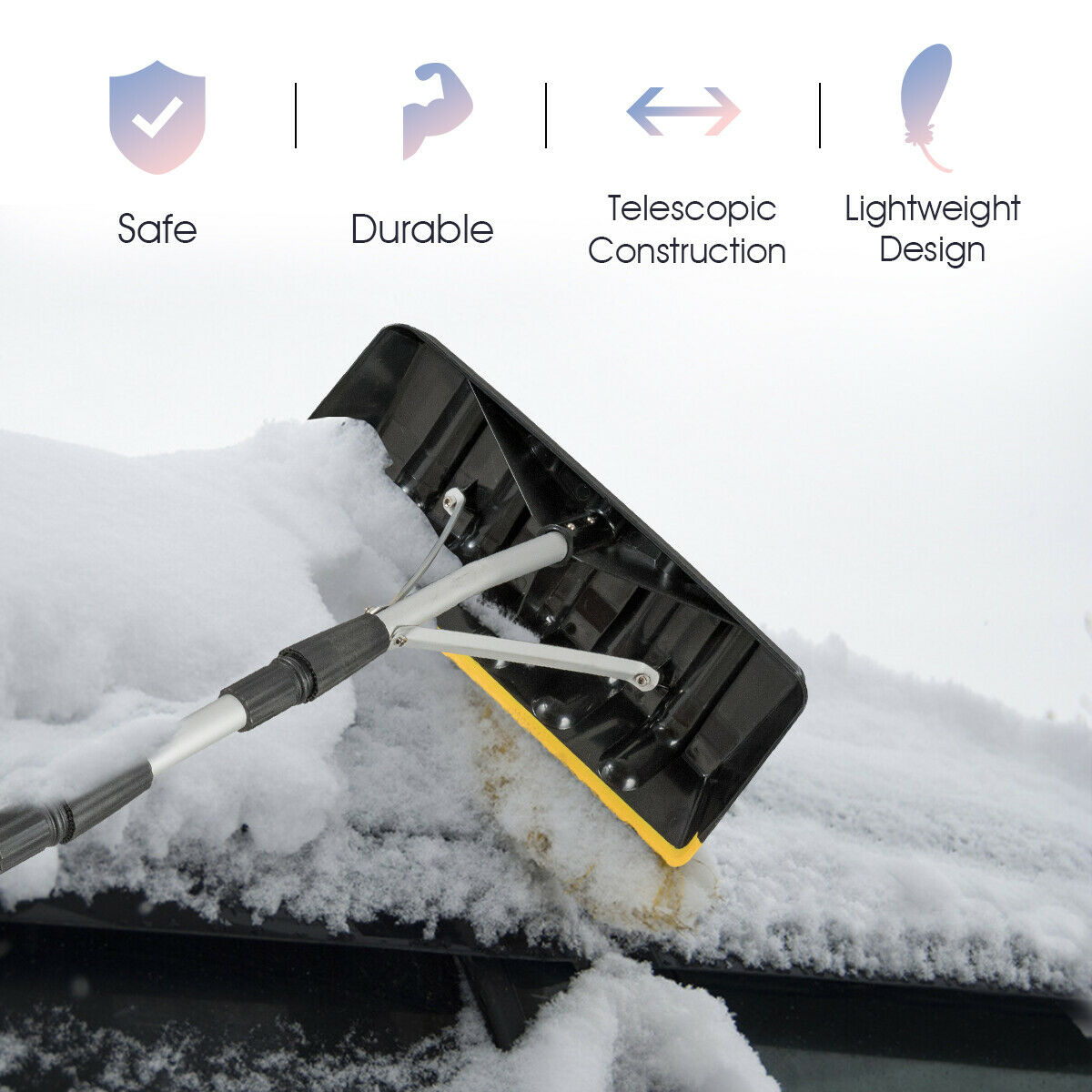 and Debris Roof Melt Flake Rake Wet Leaves 16 Foot Aluminum Snow Shovel