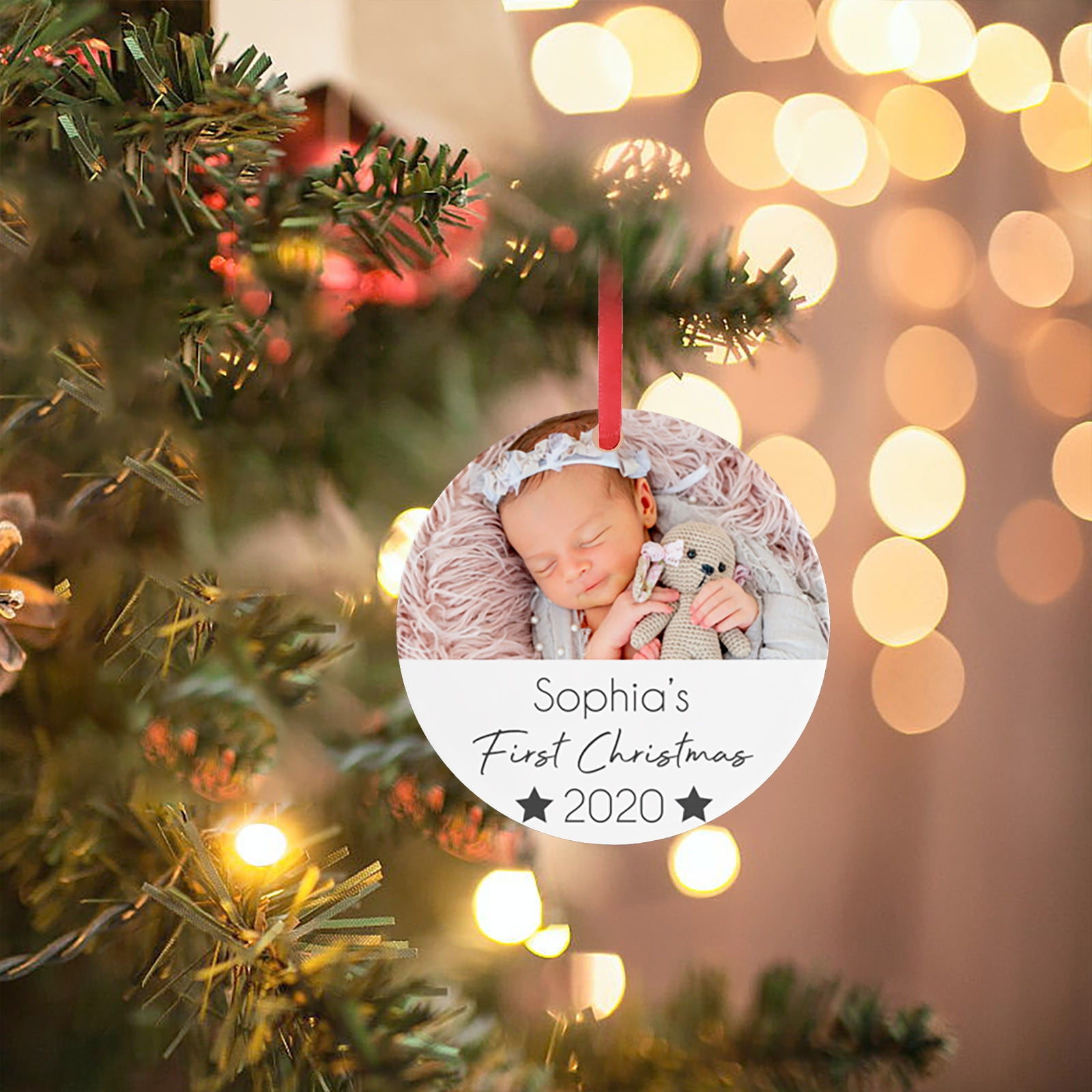 Baby's First Christmas Personalised Star & Snowflakes Bauble 1st Tree Decoration 